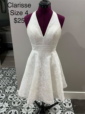 Clarisse White Halter A-Line Mini Dress